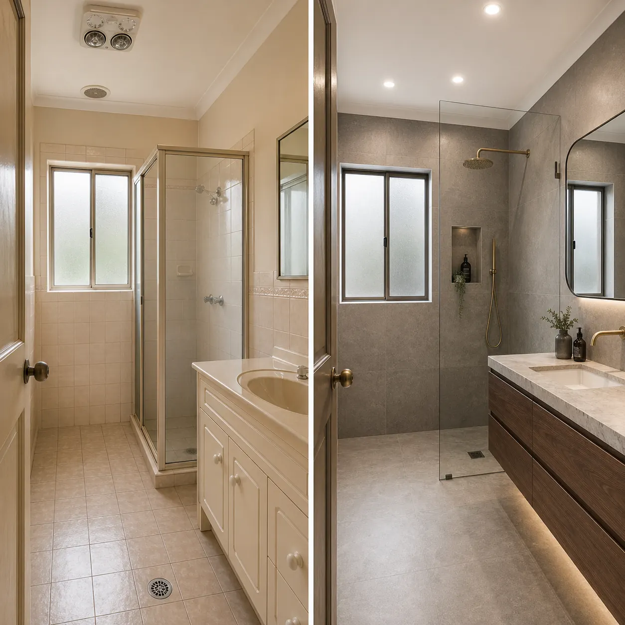 Before and after walk-in bathroom renovation
