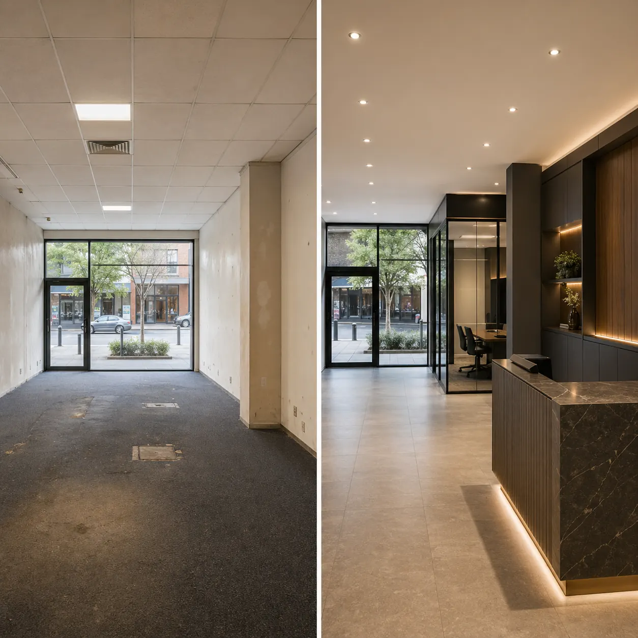 Before and after commercial fitout