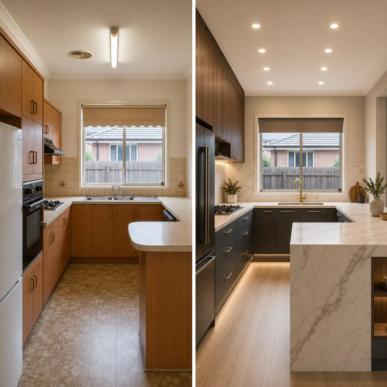 Before and after luxury kitchen renovation