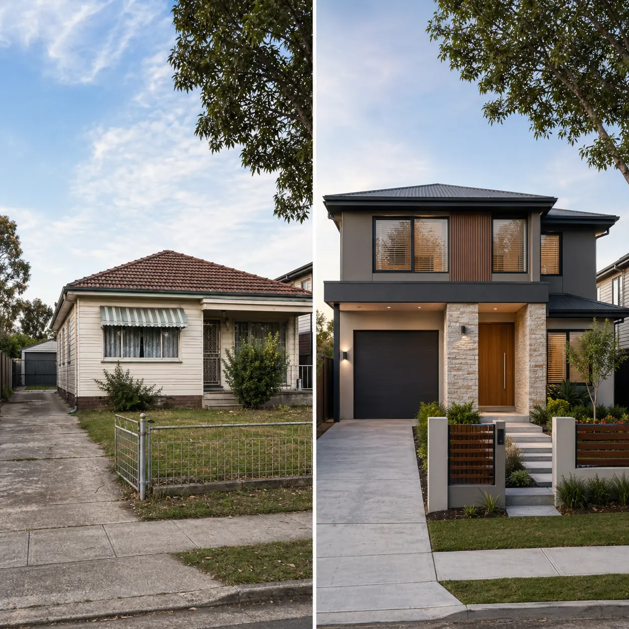 Before and after knockdown rebuild