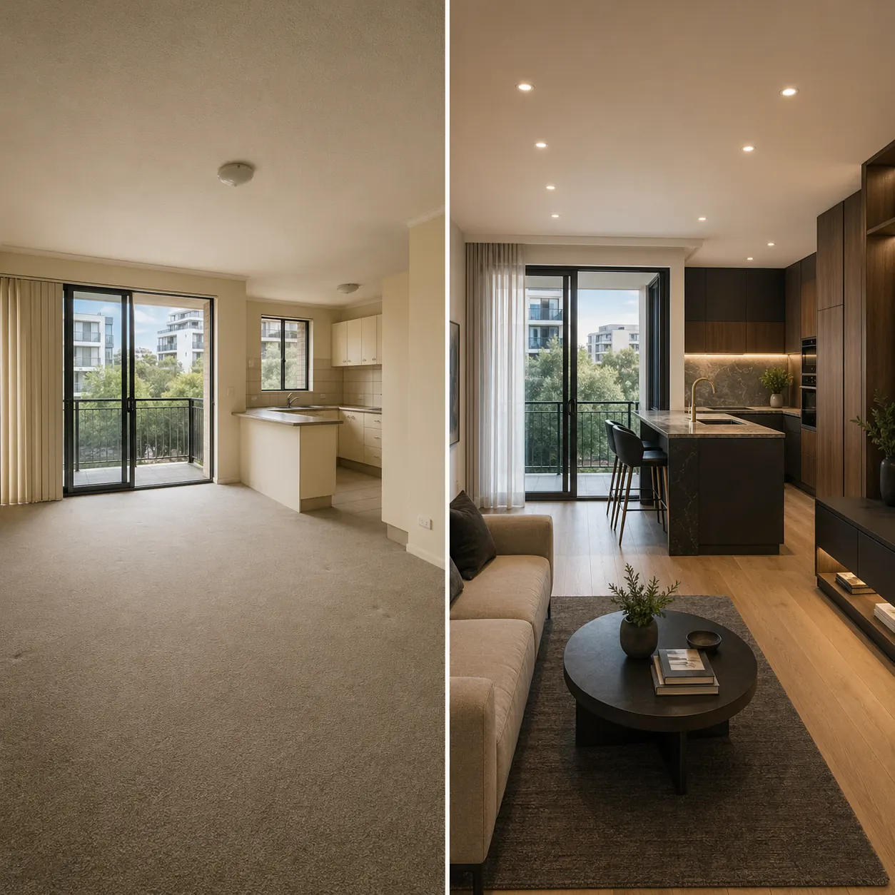 Before and after unit renovation