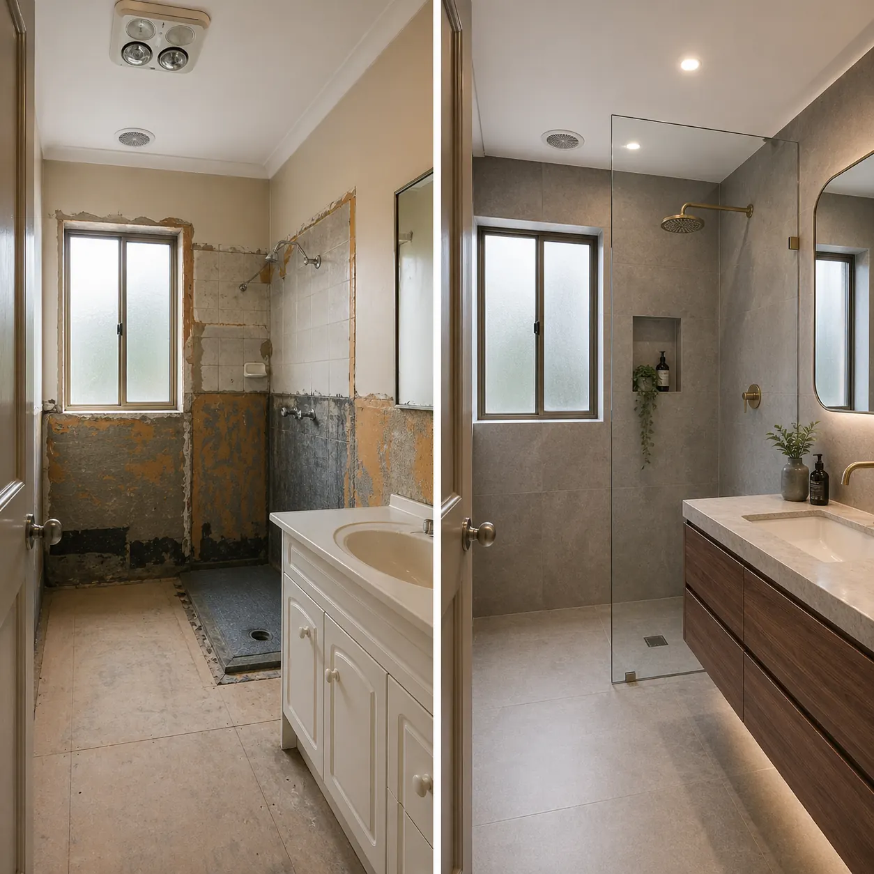 Before and after waterproofing rebuild